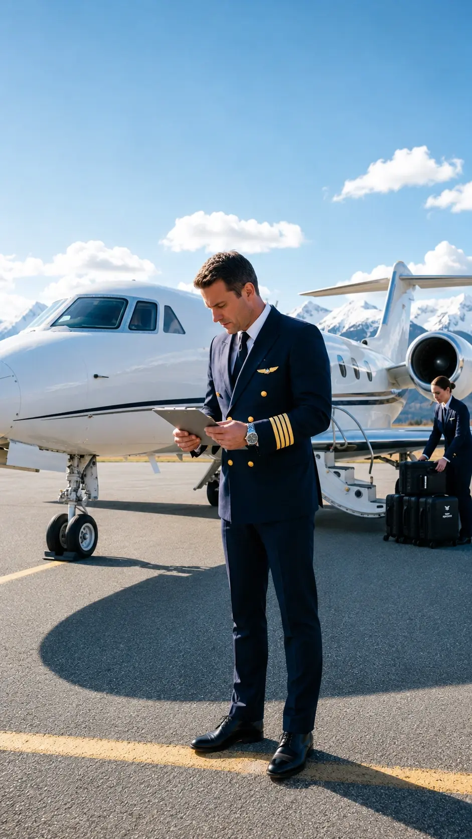 Diaolancq team preparing aircraft before a scenic flight